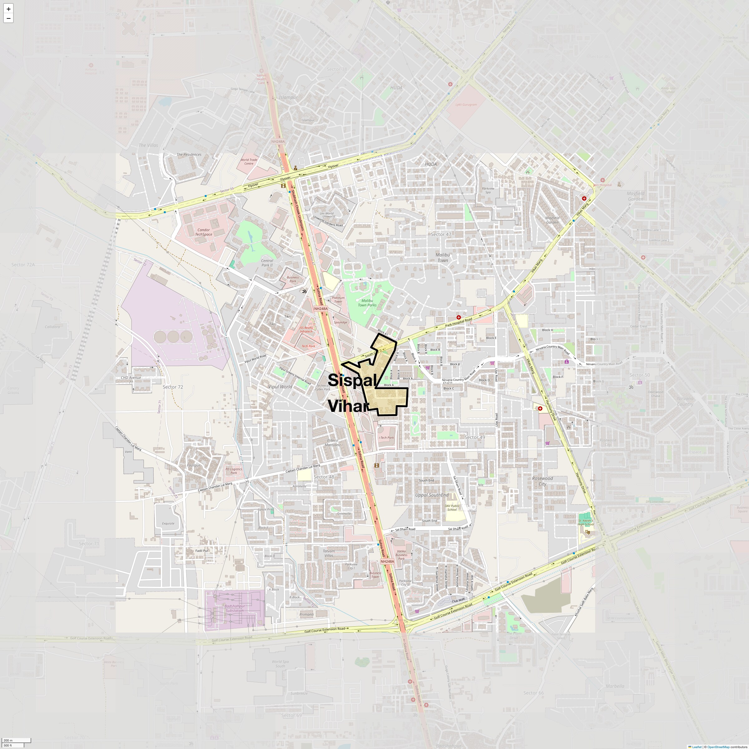 Location Map of Sispal Vihar, Gurgaon