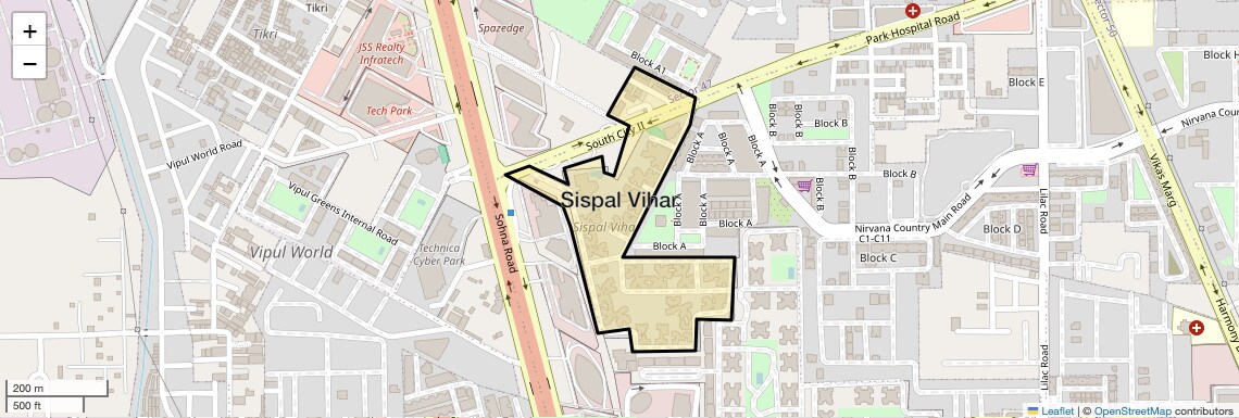 Location Map of Sispal Vihar, Gurgaon