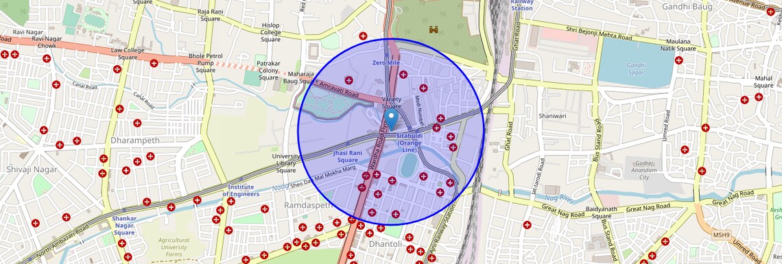 Location Map of Sitabuildi, Nagpur