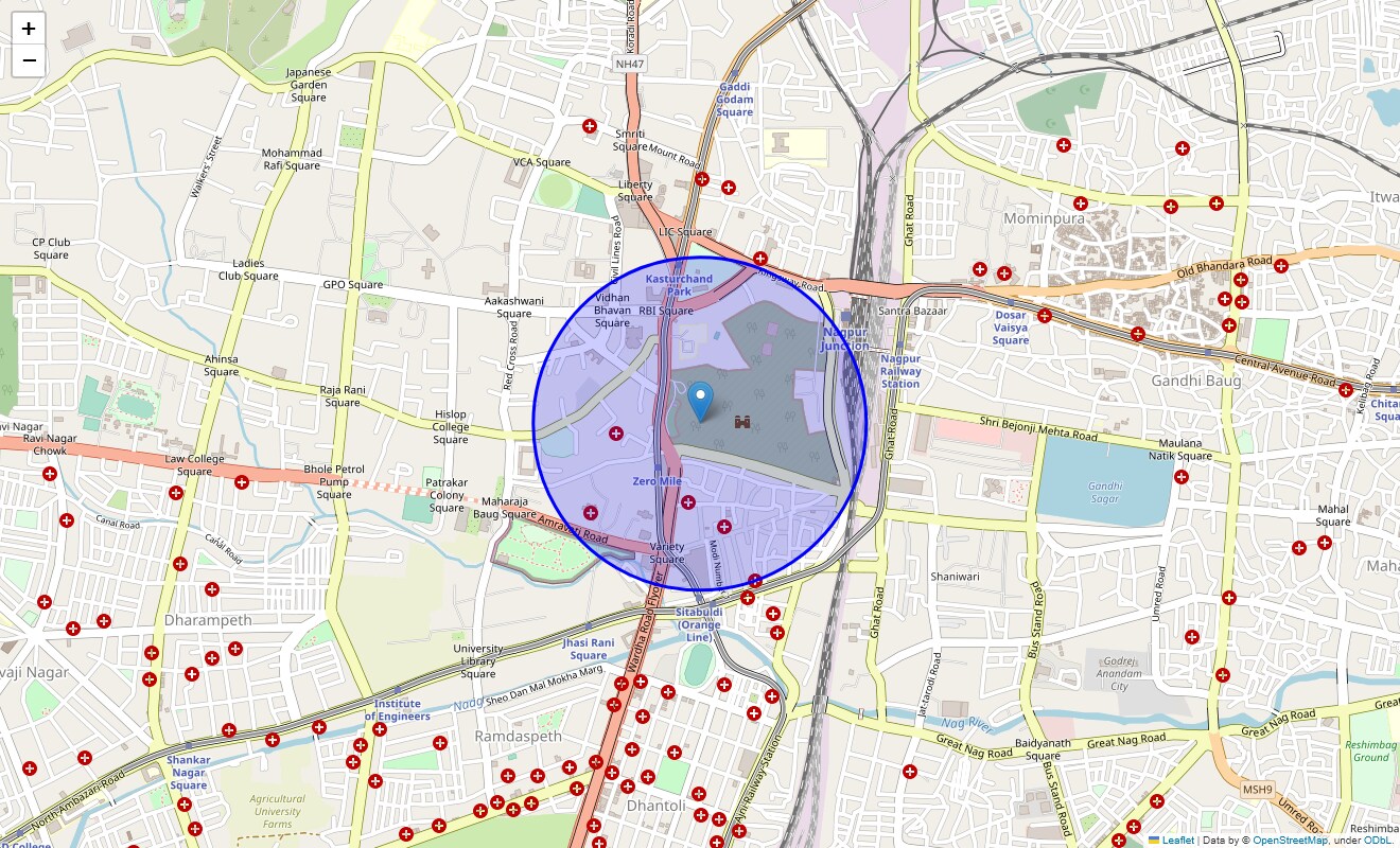 Location Map of Sitabuldi Fort, Nagpur