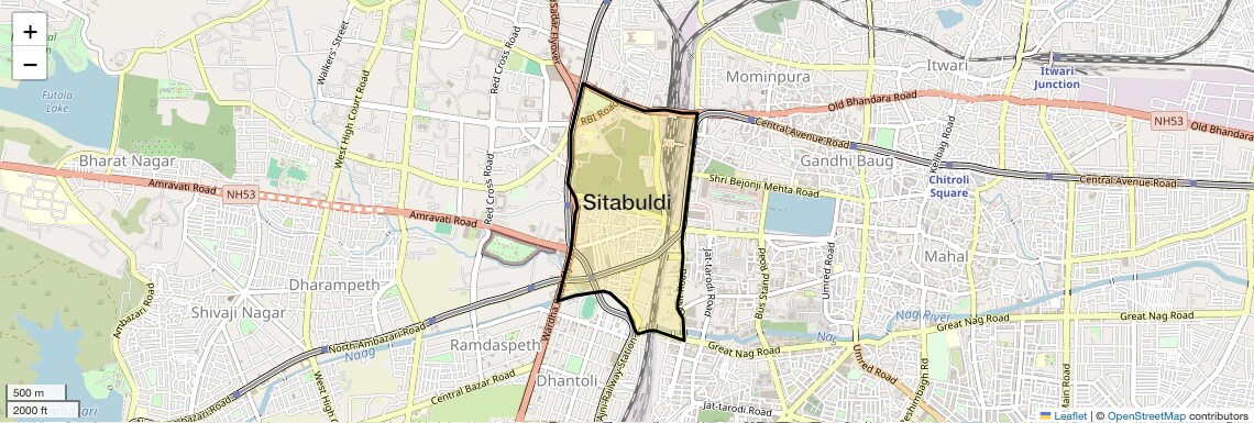 Location Map of Sitabuldi, Nagpur