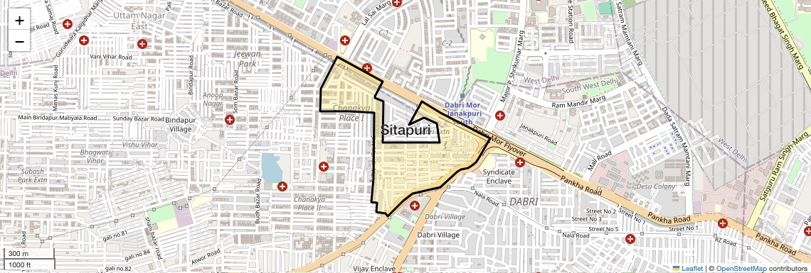 Location Map of Sitapuri, Delhi