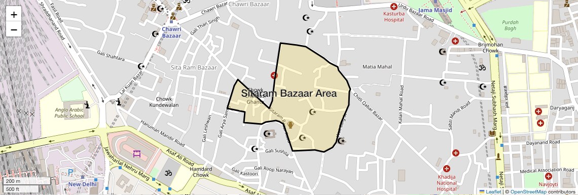Location Map of Sitaram Bazaar Area, Delhi