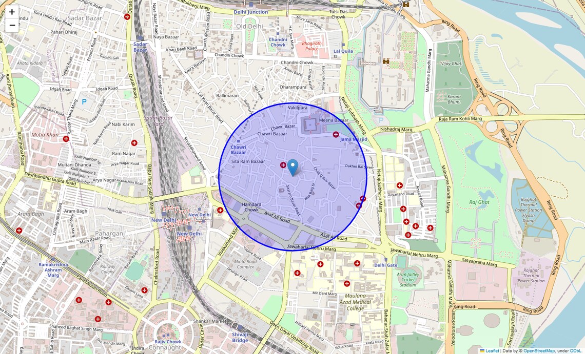 Location Map of Sitaram Bazaar Area, Delhi