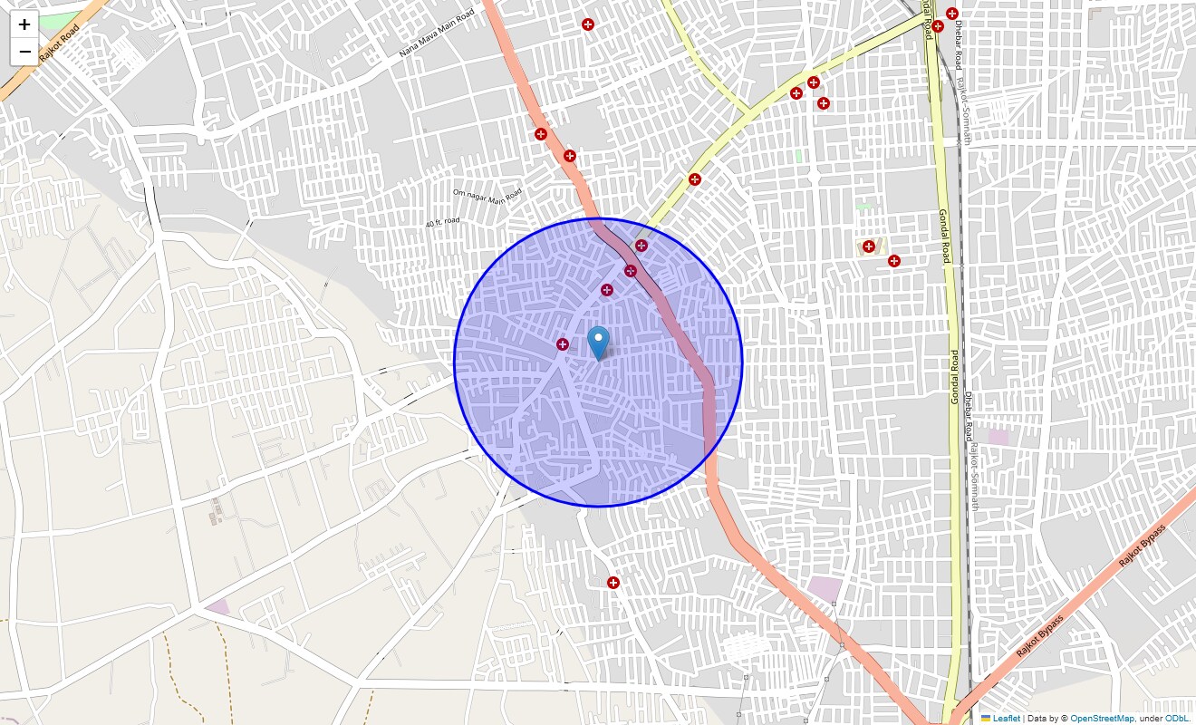 Location Map of Sitaram Road, Rajkot