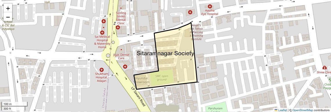Location Map of Sitaramnagar Society, Surat