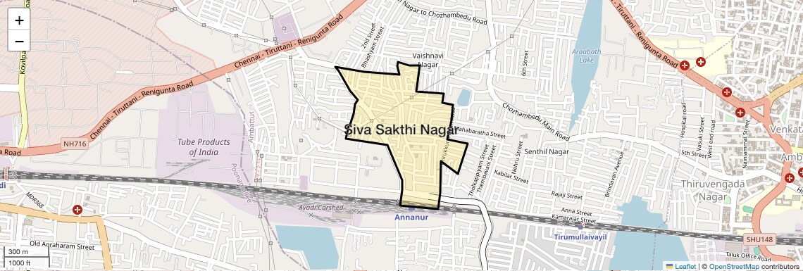 Location Map of Siva Sakthi Nagar, Chennai