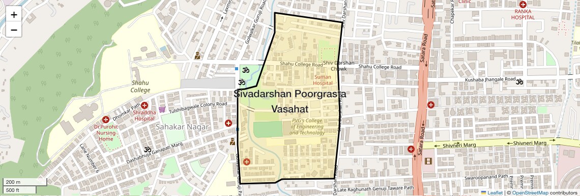 Location Map of Sivadarshan Poorgrasta Vasahat, Pune