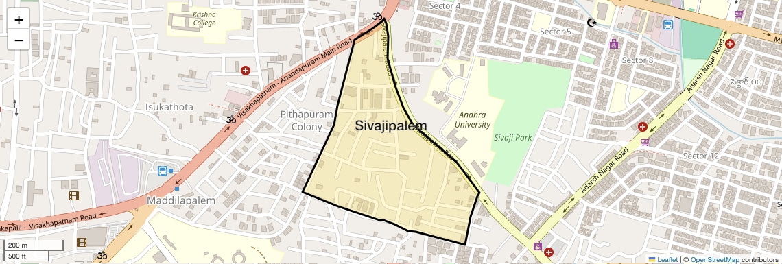 Location Map of Sivajipalem, Vizag