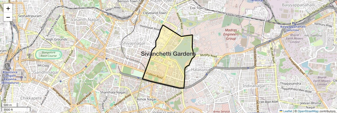 Location Map of Sivanchetti Gardens, Bangalore