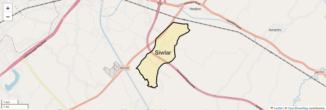 Location Map of Siwlar, Lucknow