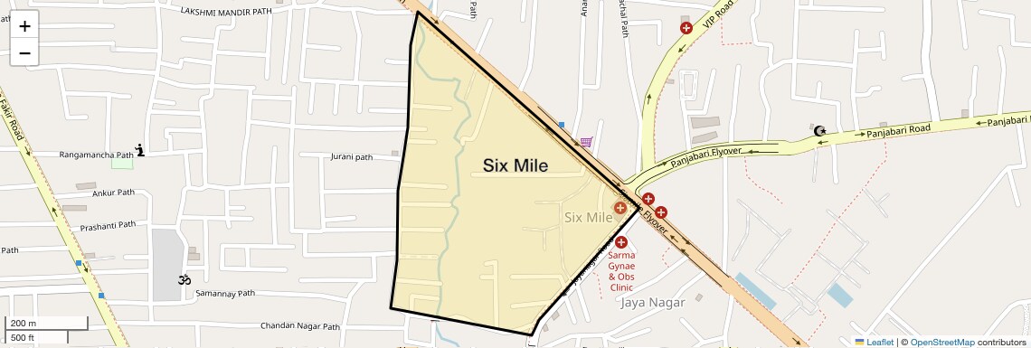Location Map of Six Mile, Guwahati