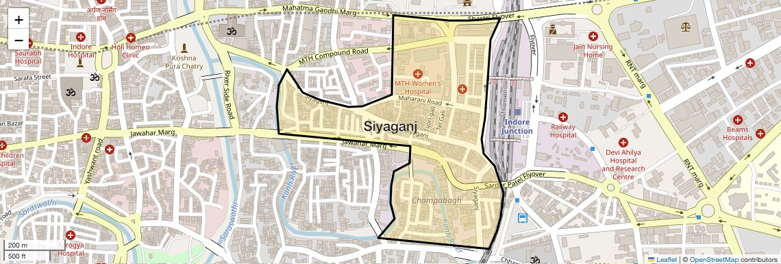 Location Map of Siyaganj, Indore