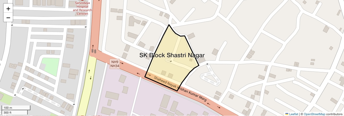 Location Map of SK Block Shastri Nagar, Ghaziabad