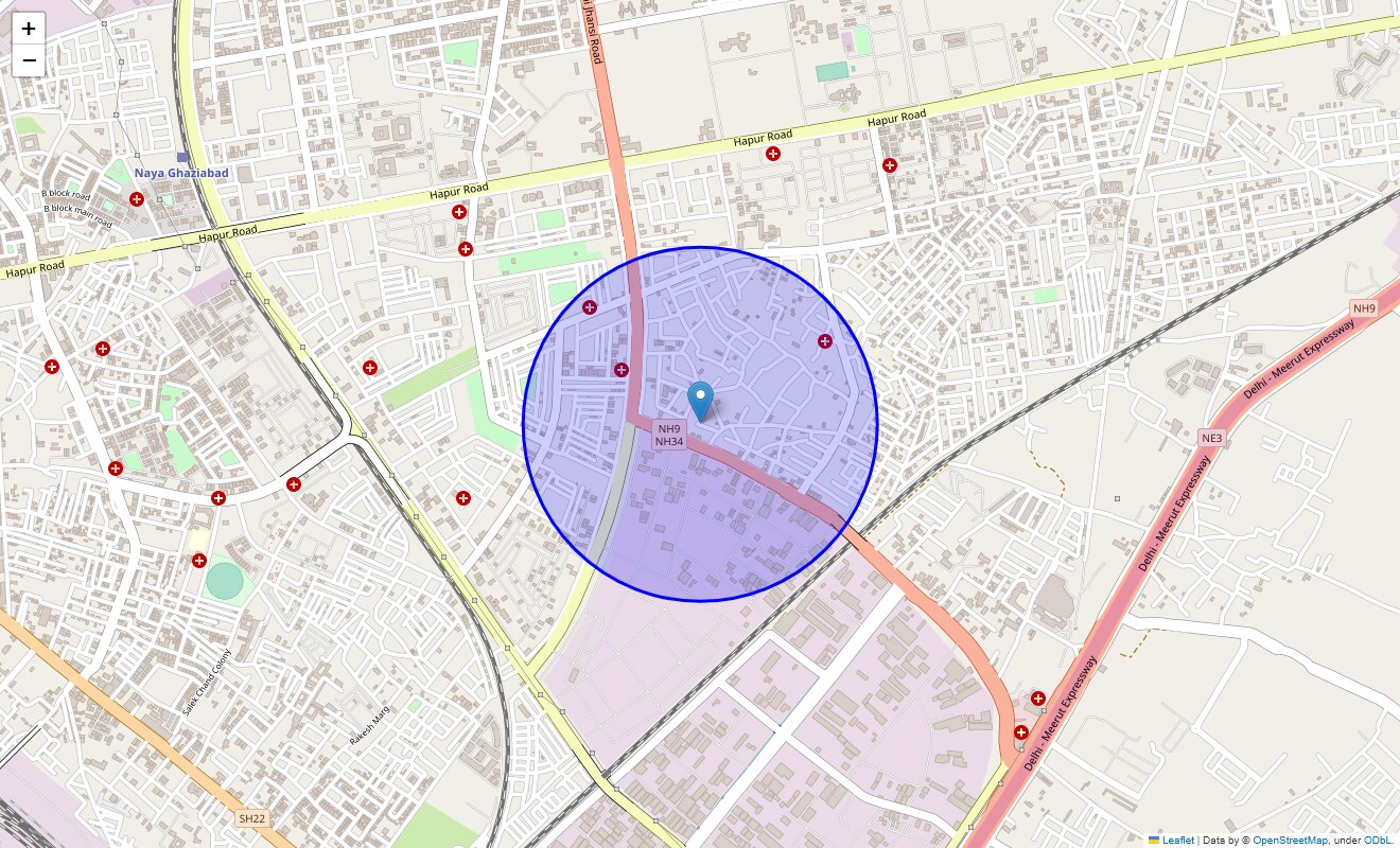 Location Map of SK Block Shastri Nagar, Ghaziabad