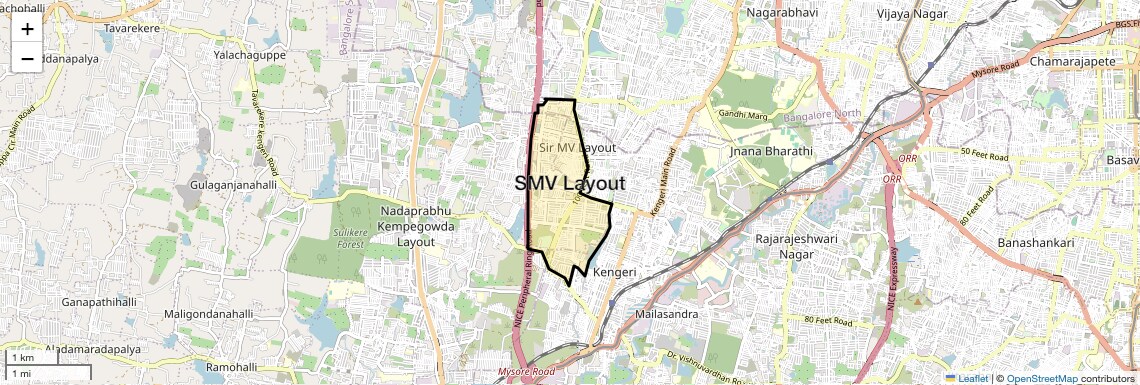 Location Map of SMV Layout, Bangalore