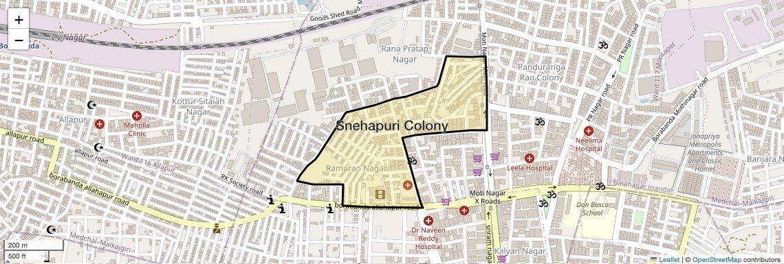 Location Map of Snehapuri Colony, Hyderabad