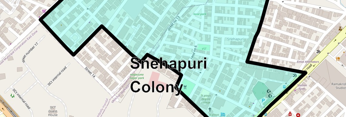 Location Map of Snehapuri Colony, Hyderabad