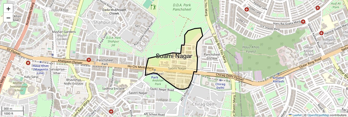 Location Map of Soami Nagar, Delhi