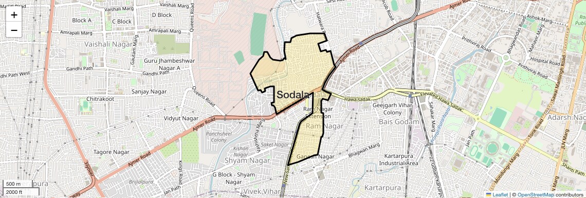 Location Map of Sodala, Jaipur