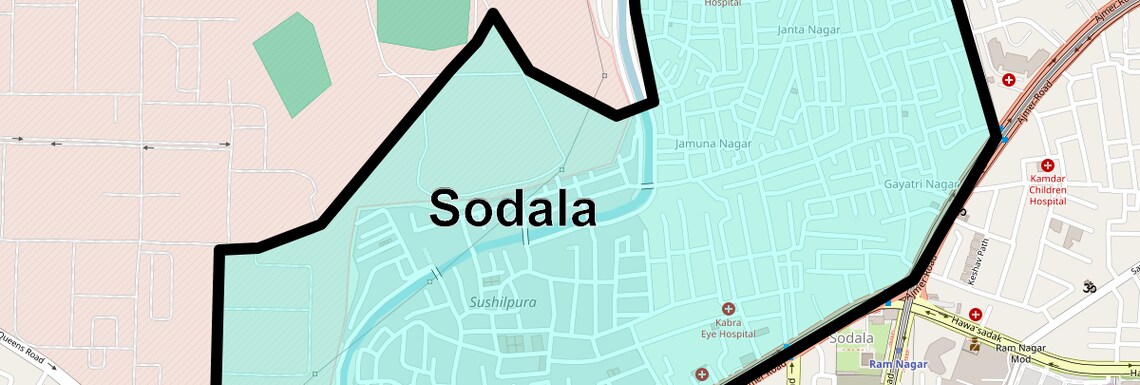 Location Map of Sodala, Jaipur