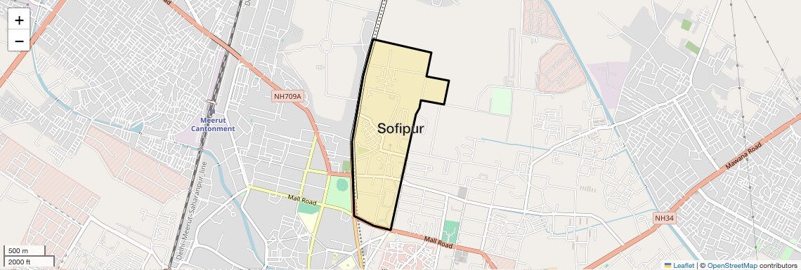Location Map of Sofipur, Meerut