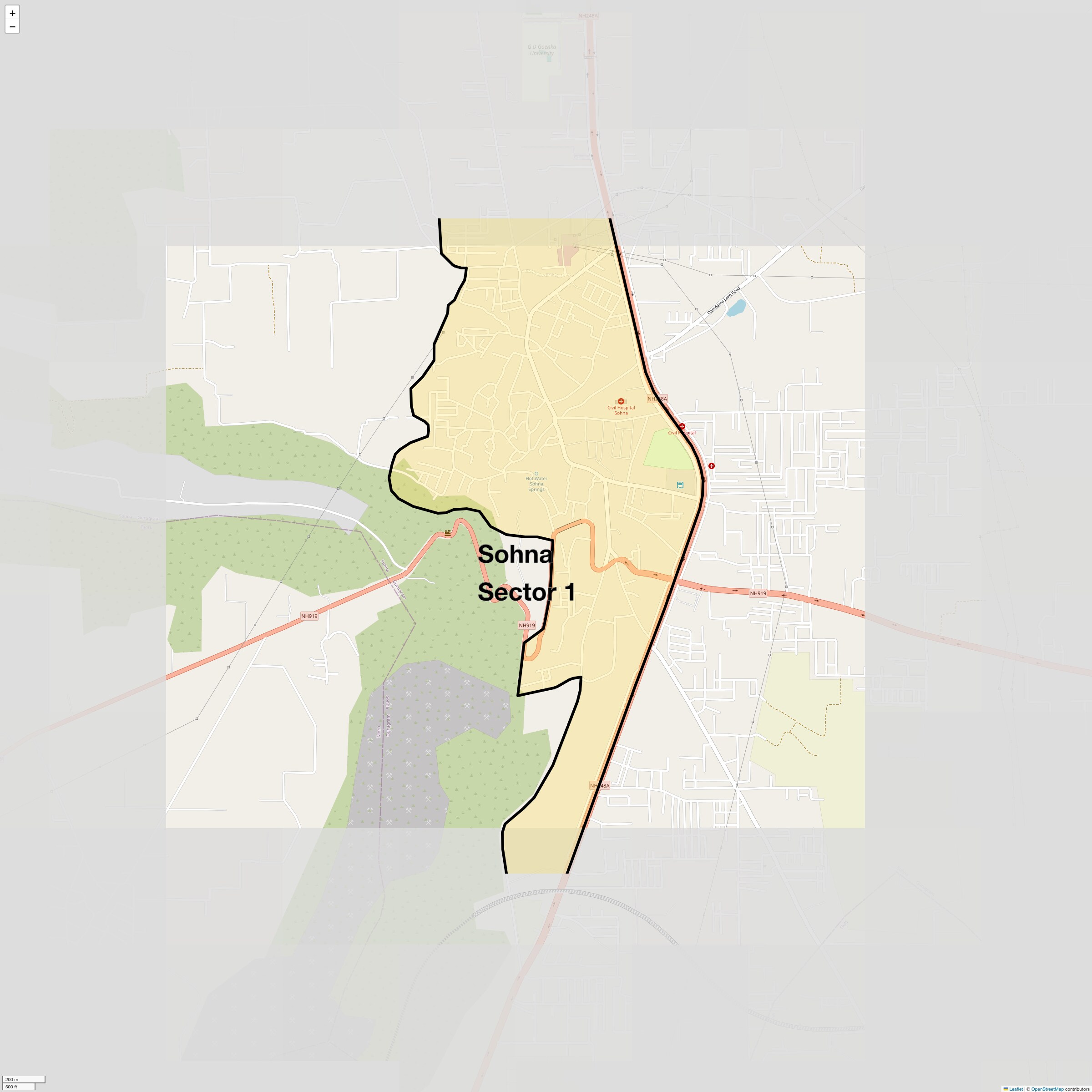 Location Map of Sohna Sector 1, Gurgaon