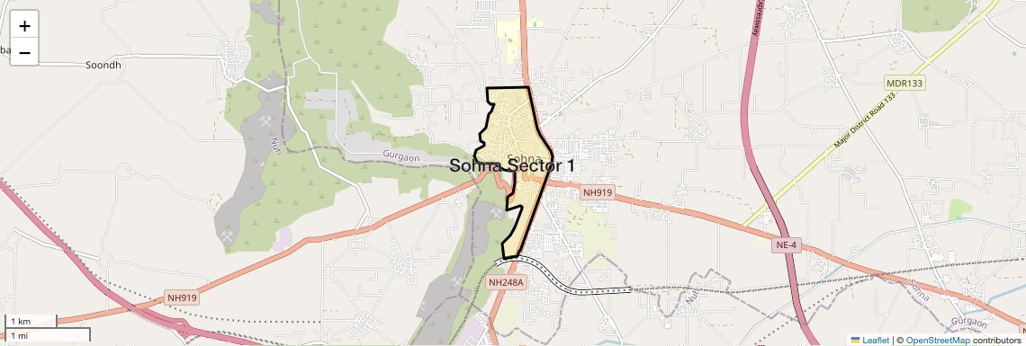 Location Map of Sohna Sector 1, Gurgaon
