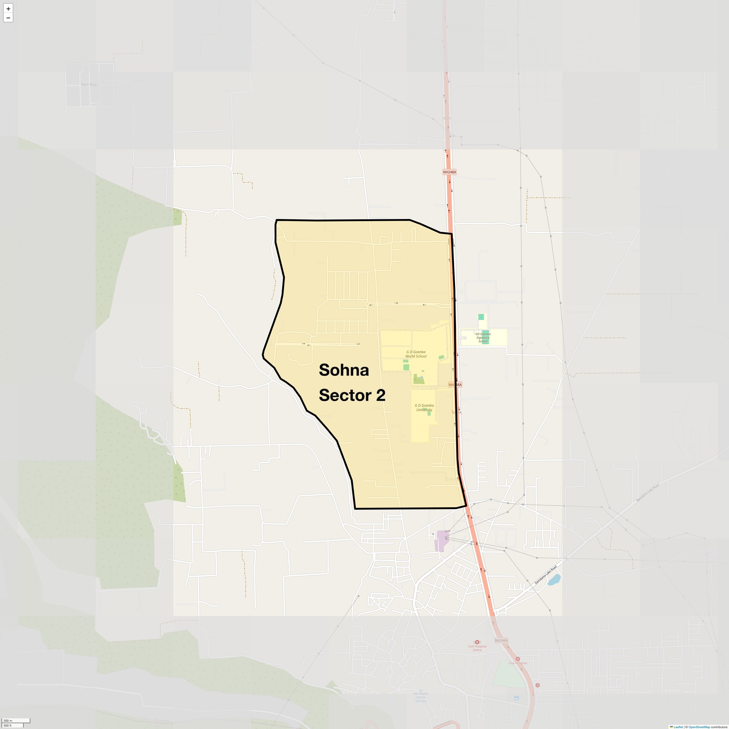 Location Map of Sohna Sector 2, Gurgaon