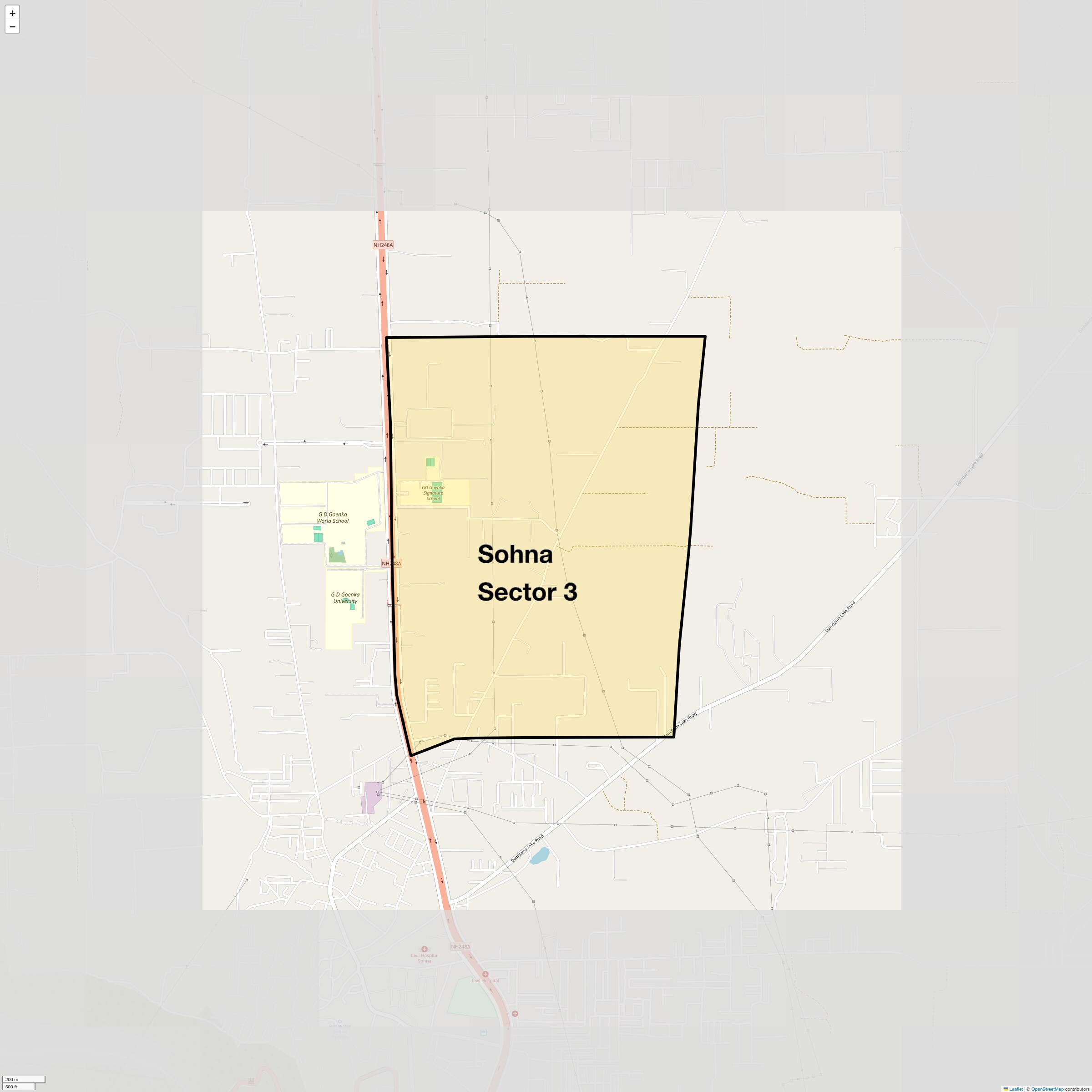 Location Map of Sohna Sector 3, Gurgaon