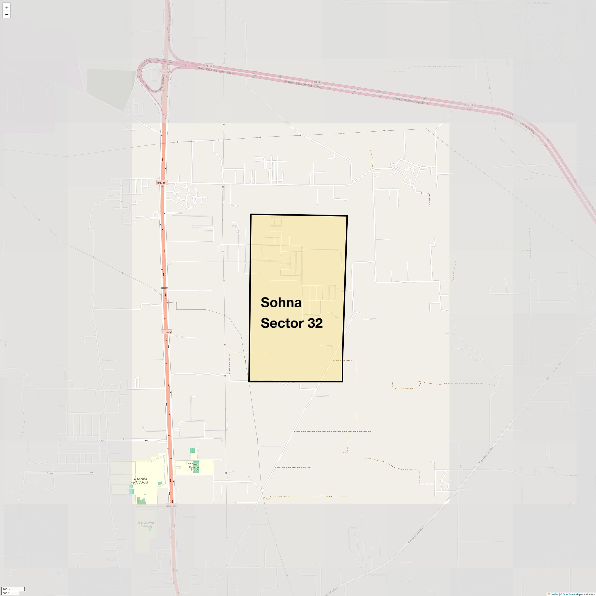 Location Map of Sohna Sector 32, Gurgaon