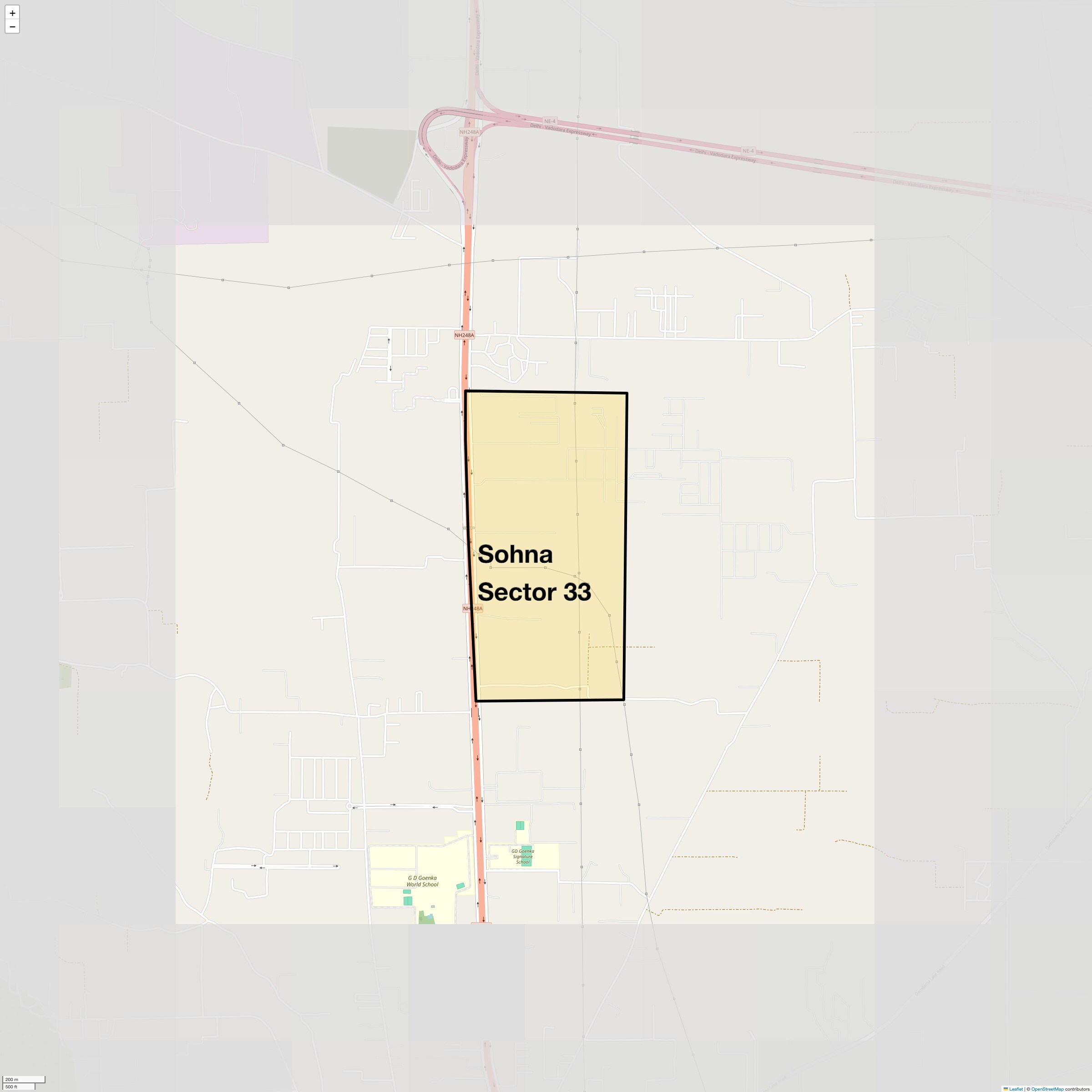 Location Map of Sohna Sector 33, Gurgaon