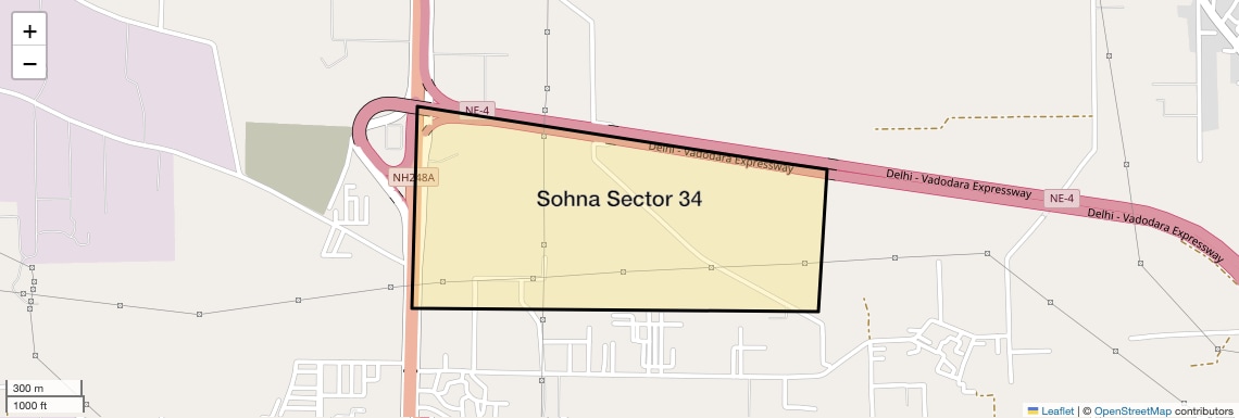 Location Map of Sohna Sector 34, Gurgaon
