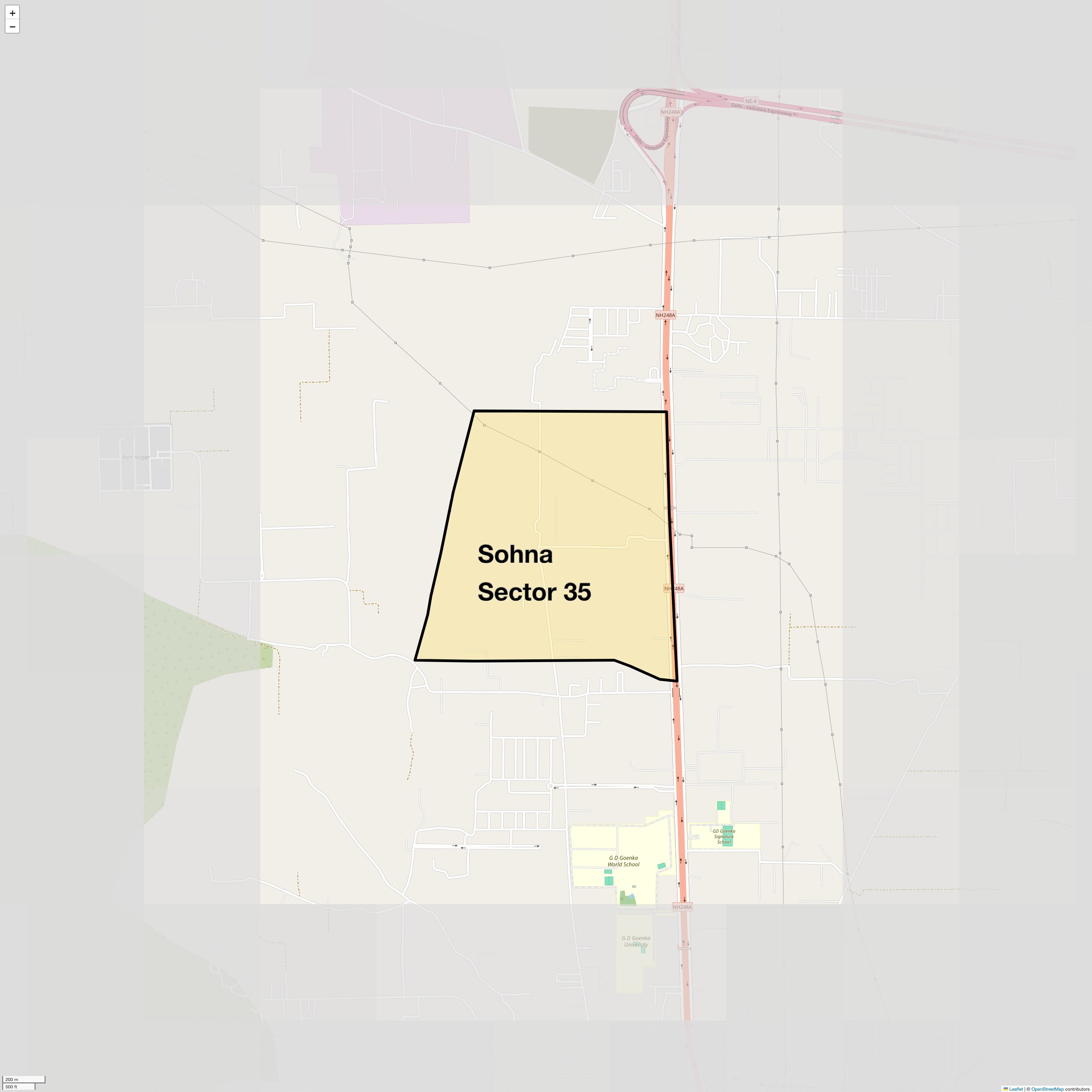 Location Map of Sohna Sector 35, Gurgaon