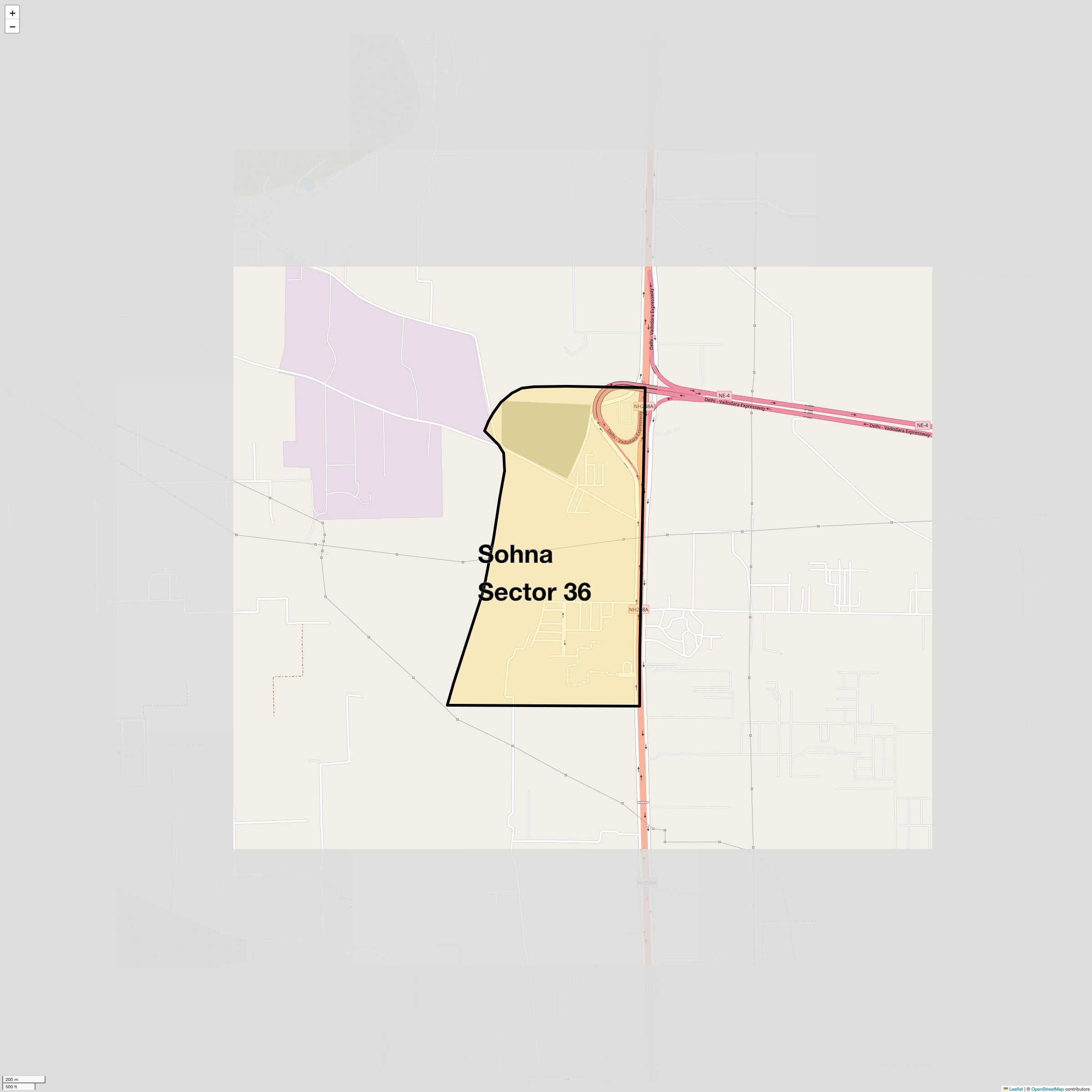 Location Map of Sohna Sector 36, Gurgaon