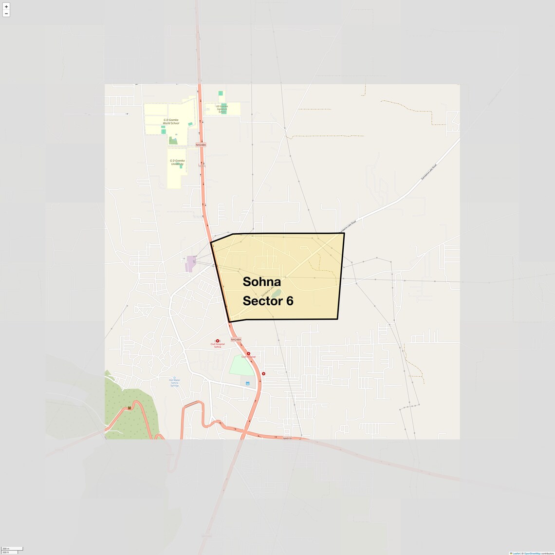 Location Map of Sohna Sector 6, Gurgaon