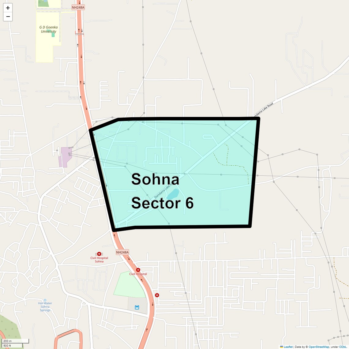 Location Map of Sohna Sector 6, Gurgaon