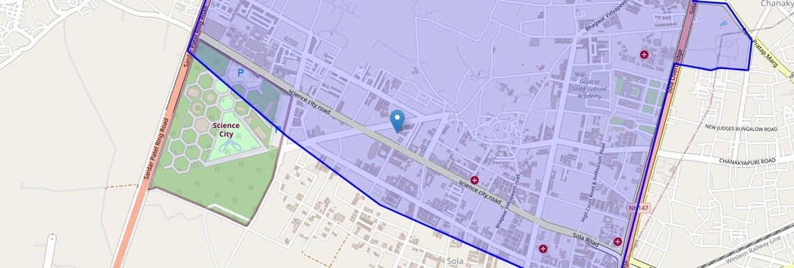 Location Map of Sola Village, Ahmedabad