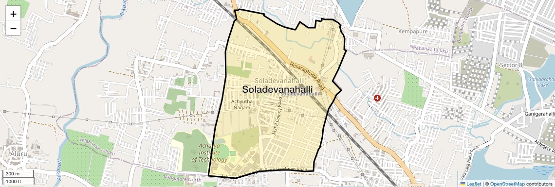 Location Map of Soladevanahalli, Bangalore