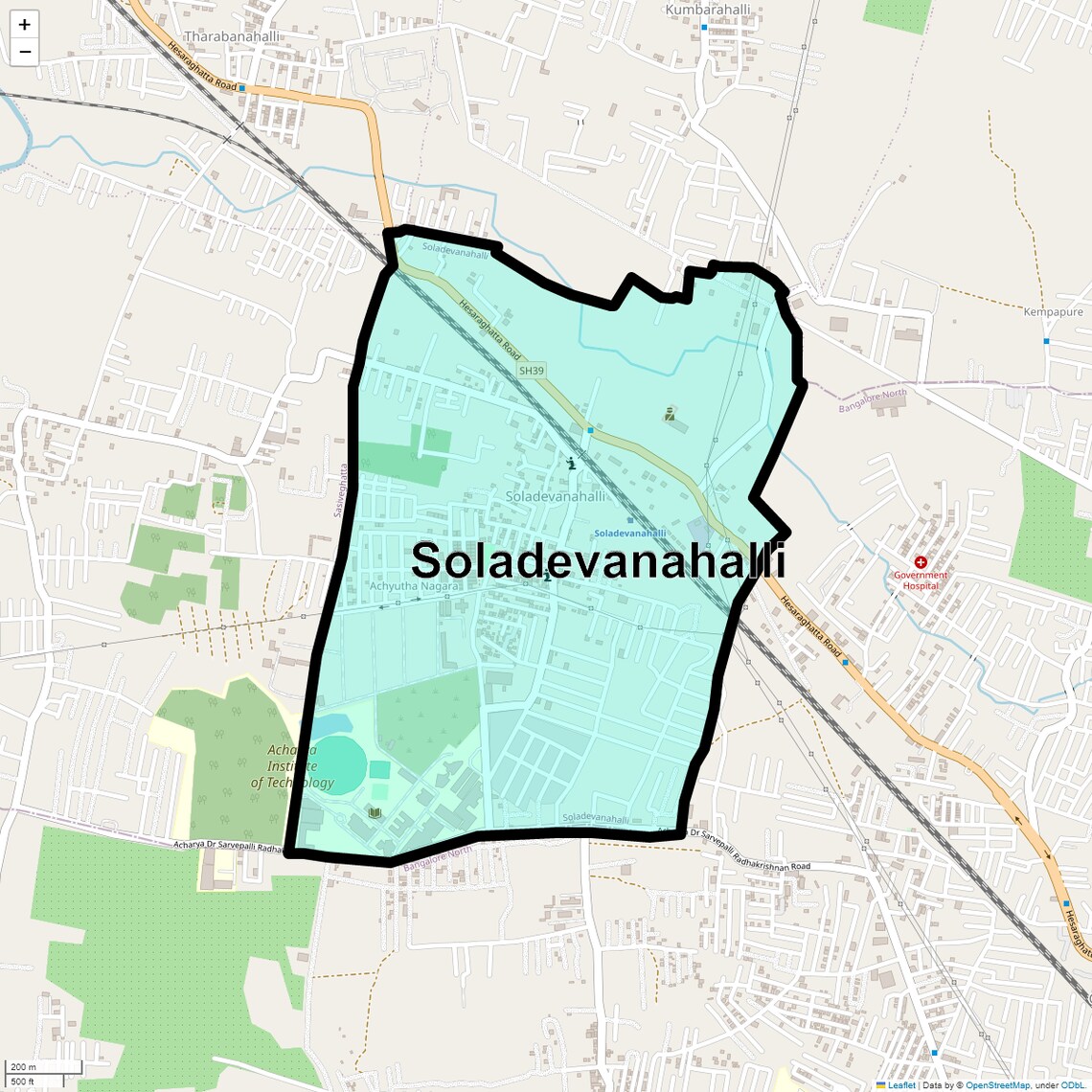 Location Map of Soladevanahalli, Bangalore