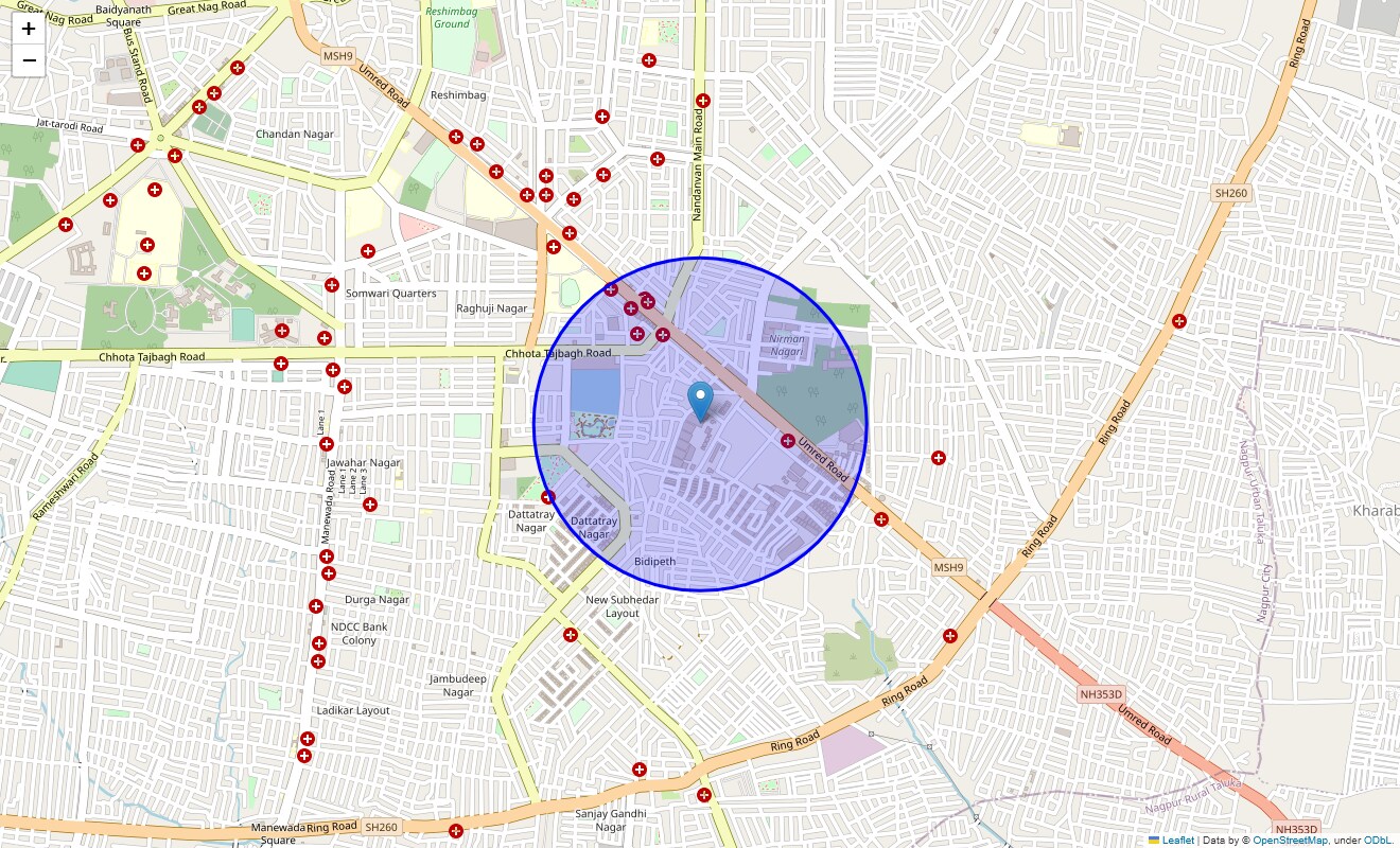 Location Map of Solanki Patil Wadi, Nagpur