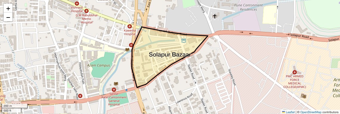 Location Map of Solapur Bazaar, Pune