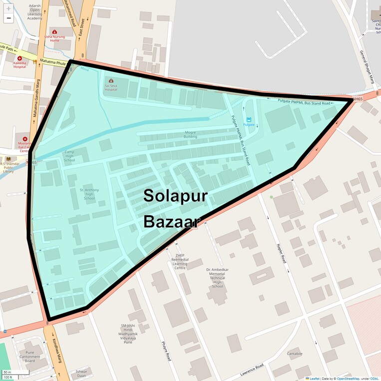 Location Map of Solapur Bazaar