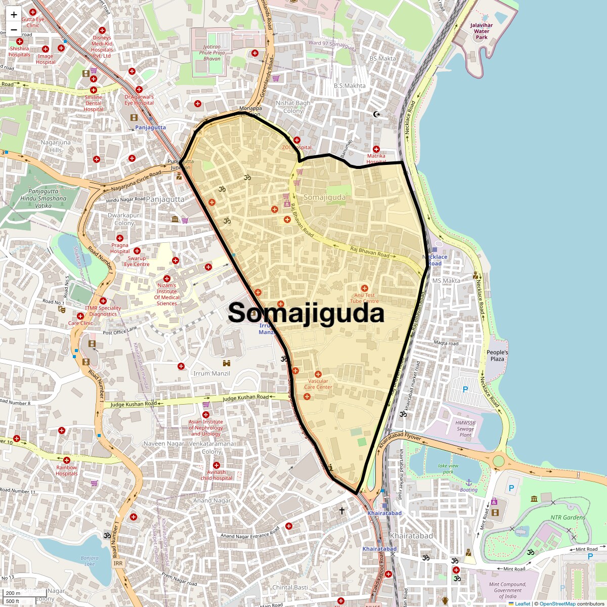 Location Map of Somajiguda, Hyderabad