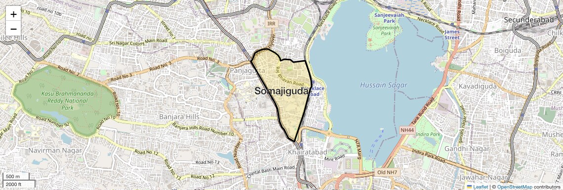 Location Map of Somajiguda, Hyderabad