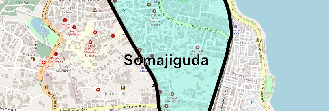 Location Map of Somajiguda, Hyderabad