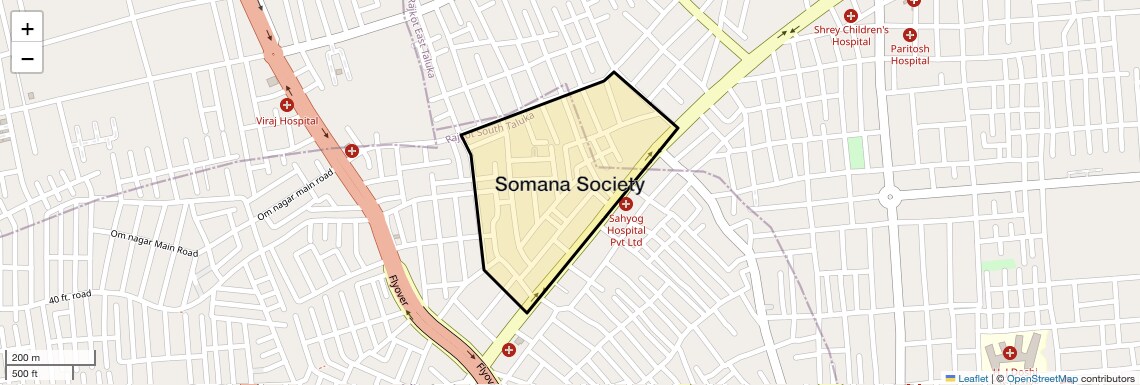 Location Map of Somana Society, Rajkot