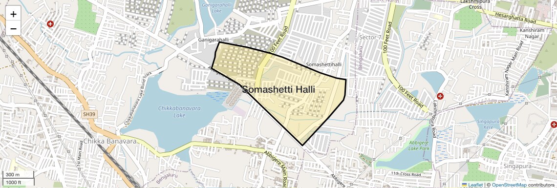 Location Map of Somashetti Halli, Bangalore