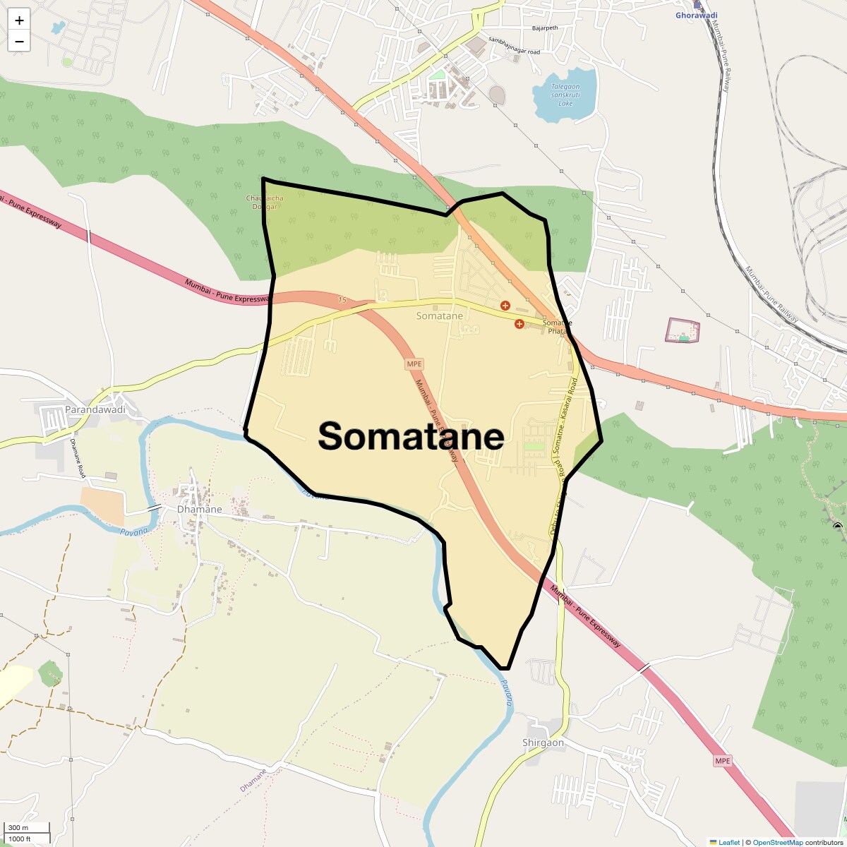 Location Map of Somatane, Pune