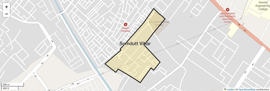 Location Map of Somdutt Vihar, Meerut